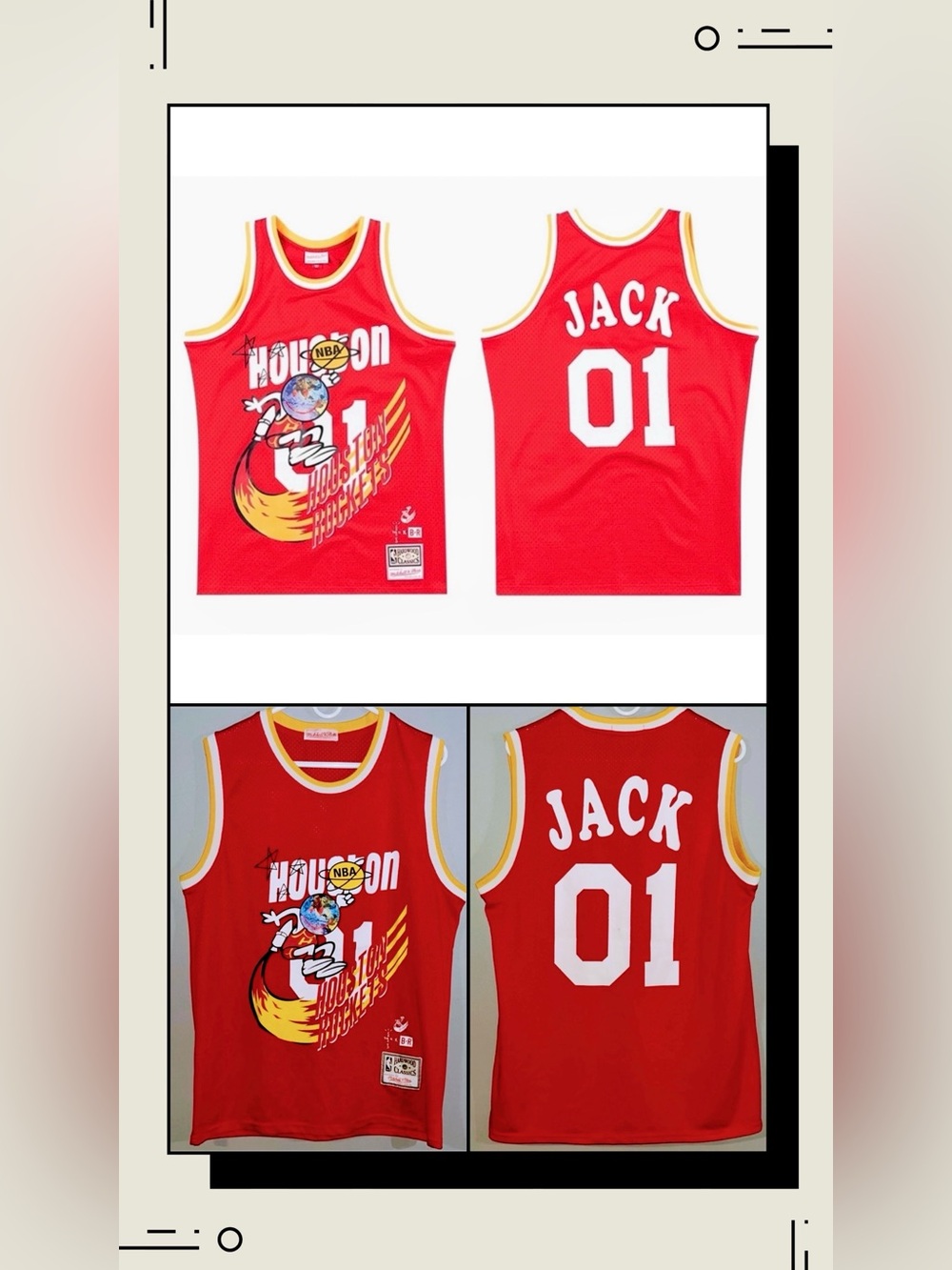 Cactus Jack Travis Scott + BR x Mitchell Ness Houston Rockets NBA Remix Jersey